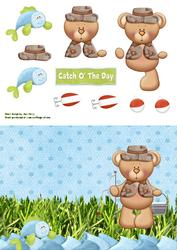 Cute Fishing Bear with Fish