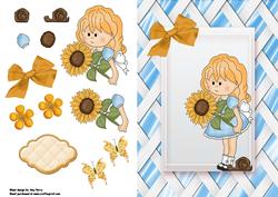 Lovely Little Blonde Girl with Sunflower
