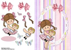 Pretty Ballerina Girl in Oval Frame with Pink Bow