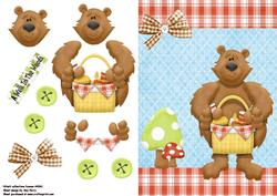 Big Brown Bear with Picnic Basket