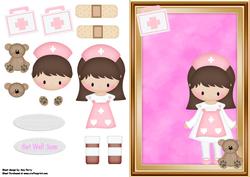 Get Well Soon Pink Nurse & Teddy Bear