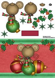 Cute Little Brown Mouse with Colourful Baubles