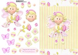 Cute Blonde Fairy with Pretty Floral Border