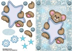 Cuddly Bear Holding a Blue Star