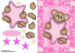Cute Cuddly Bear Holding a Pink Star