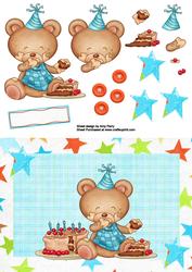 Cute Bear Eating Cake in Star Frame
