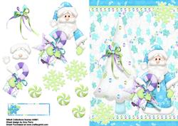 Lovely Aqua Santa & White Christmas Tree