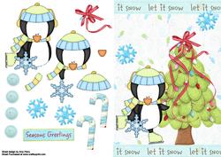 Ice Skating Penguin with Christmas Tree