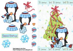 Penguin with Ice Skates & Tree