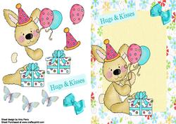 Birthday Rabbit with Balloons & Present