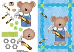 Cute Bear with Hammer & Dungaree's
