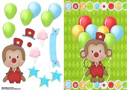 Cute Monkey Clown with Balloons
