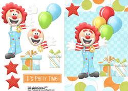 Birthday Clown with Balloons & Presents
