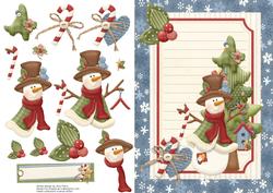 Snowman with Decorated Christmas Tree