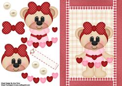Cute Valentines Bear with Love Hearts