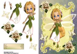 Lovely Leaf Fairy and White Roses
