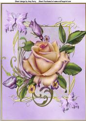 Gorgeous Cream & Purple Rose A4