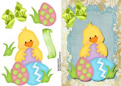 Cute Easter Chick with Eggs