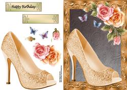 Beautiful Gold Shoe with Roses