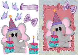Cute Ellie the Elephant & Birthday Cake