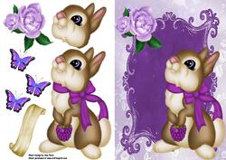 Cute Bunny with Purple Rose