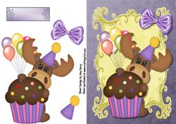 Birthday Moose with Cupcake
