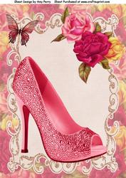 Lovely Pink Shoe & Roses A4