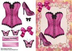 Lovely Pink Glitter Basque & Shoes