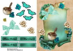 Beautiful Aqua Flower Scroll