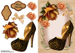 Lovely Gold Shoe with Roses