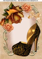 Lovely Gold Shoe with Roses A4