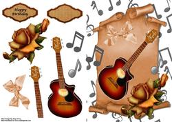 Guitar with Gold Roses