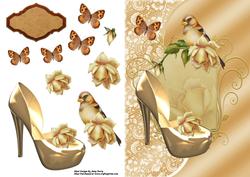 Lovely Light Gold Shoe with Rose's