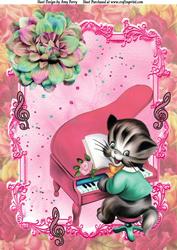 Cute Cat Playing the Piano A4