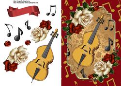 Violin with Cream & Red Rose's
