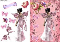 Lovely Pink Fairy with Flowers
