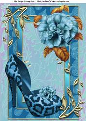 Beautiful Blue Shoe with Flowers A4