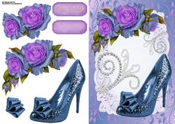 Lovely Blue Shoe with Purple & Blue Roses