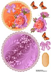 Beautiful Peach & Lilac Rose's Rocker/wobble Card