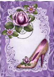 Beautiful Pink & Gold Shoe with Roses A4