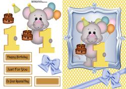 Cute 1st Birthday Mouse with Blue Bow