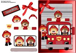 Lovely Red Fire Engine with Fire Fighters