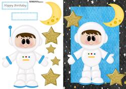 Lovely Astronaut Boy with Moon & Stars