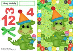 Cute Birthday Dragon with His Little Cupcake
