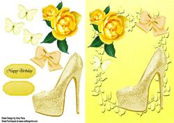 Beautiful Yellow Glitter Shoe with Yellow Rose's
