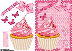 Lovely Pink Happy Birthday Cupcake
