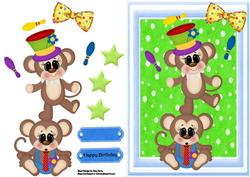 Balancing Monkey Act in Chunky Blue Frame
