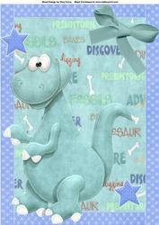 Lovely Big Blue Dinosaur A4