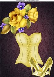 Beautiful Yellow Rose's with Corset & Bling Shoe's A4