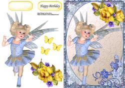 Lovely Fairy in Blue Dress with Yellow Rose's